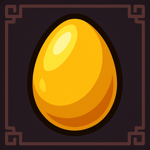 A Golden egg.
In-Game asset.  2d.  High contrast.  No shadows