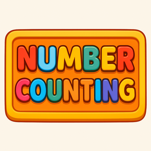 Write 'NUMBER COUNTING' in a rectangular box. This will be the title image of a game. Make sure it is high quality and colorful..
In-Game asset.  2d.  High contrast.  No shadows