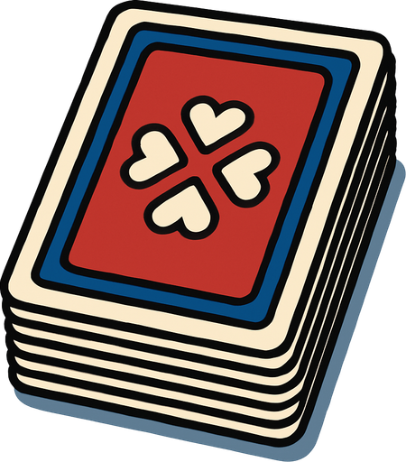 Pila de cartas visto desde atras.
In-Game asset.  2d.  High contrast.  No shadows