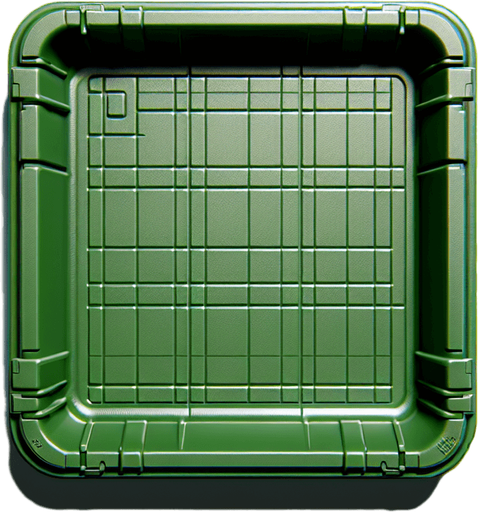 green plastic tray. topdown view.
Single Game Texture. In-Game asset. 2d. Blank background. High contrast. No shadows.