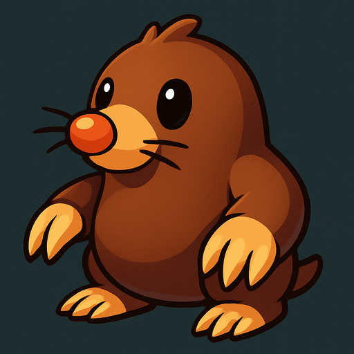 3d köstebek.
In-Game asset.  2d.  High contrast.  No shadows