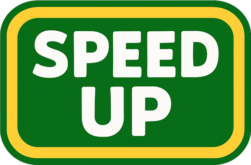 üzerinde SPEED UP yazan bir buton.
In-Game asset.  2d.  High contrast.  No shadows