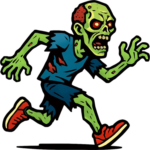 Light-skin runner zombie.
In-Game asset.  2d.  High contrast.  No shadows
