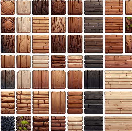 Wood textures packs.
Single Game Texture.  In-Game asset.  2d.  Blank background.  High contrast.  No shadows