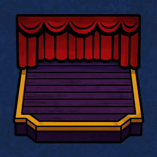 Topdown stageplay design no instruments or crowd, only the base.
In-Game asset.  2d.  High contrast.  No shadows