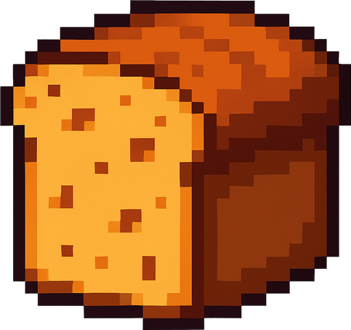 Bread, pixelart.
In-Game asset.  2d.  High contrast.  No shadows