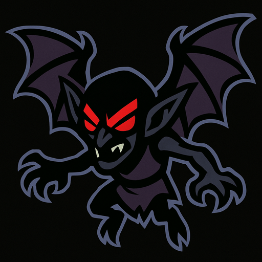 uçan karanlık goblin.
In-Game asset.  2d.  High contrast.  No shadows