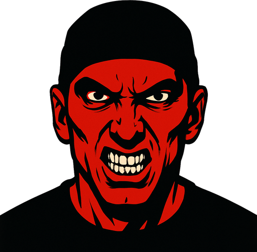Eminem's evil face.
In-Game asset.  2d.  High contrast.  No shadows