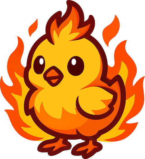 ateş civcivi.
In-Game asset.  2d.  High contrast.  No shadows