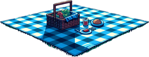 picnic bg in a night sky.
Single Game Texture.  In-Game asset.  2d.  Blank background.  High contrast.  No shadows