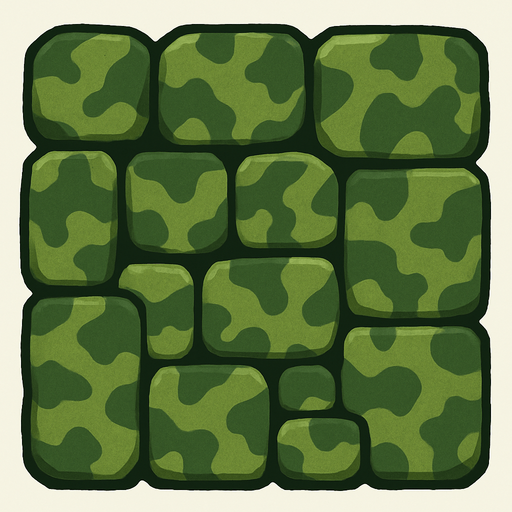 stone, cell for wall. color green camouflage
In-Game asset.  2d.  High contrast.  No shadows
