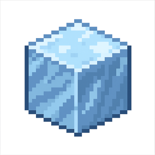 2d pixel ice block. No background. Transparent background. Blank background. No shadows. 2d. In-Game asset. flat