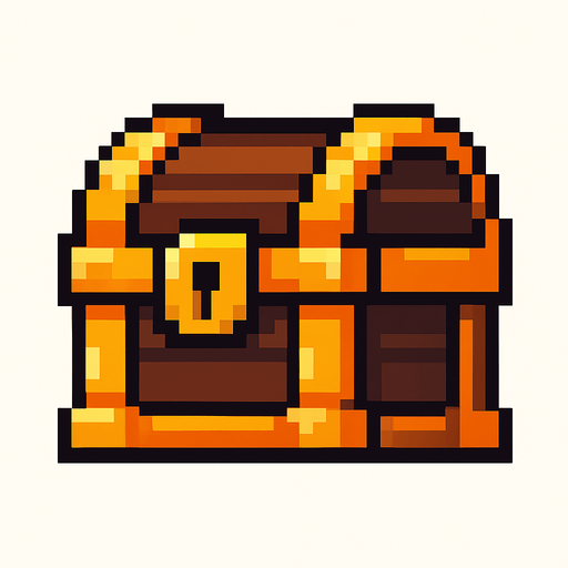 cofre de pixeles.
In-Game asset.  2d.  High contrast.  No shadows
