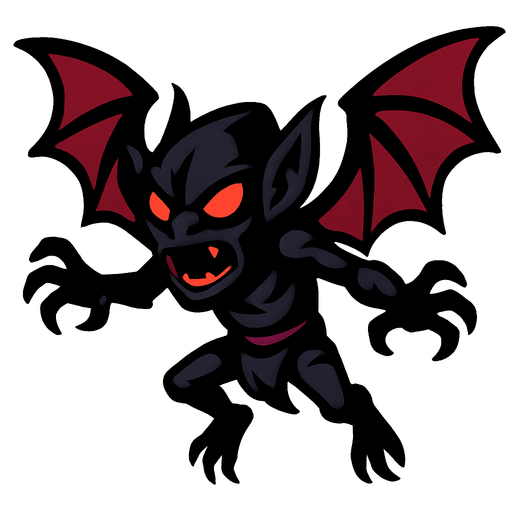 uçan karanlık goblin.
In-Game asset.  2d.  High contrast.  No shadows