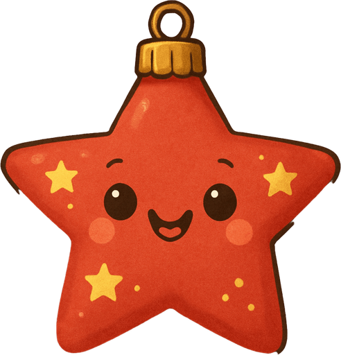 Perfectly star red Christmas decoration. Cartoon. Cute art style