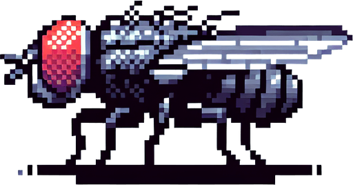 2d pixsel art yandan görünüşlü bir sinek çiz.
Single Game Texture.  In-Game asset.  2d.  Blank background.  High contrast.  No shadows