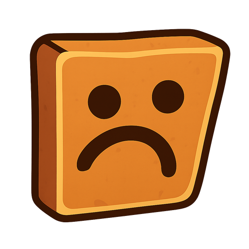 a sad block. No background. Transparent background. Blank background. No shadows. 2d. In-Game asset. flat