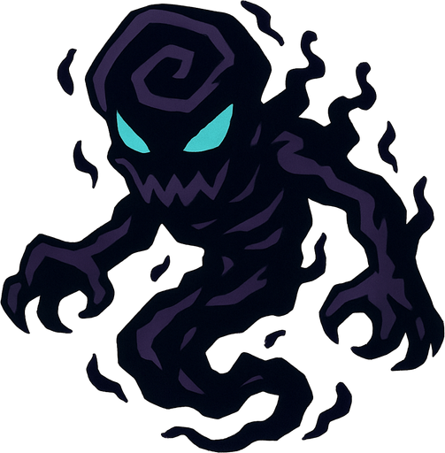 Eco oscuro personificado como un enemigo.
In-Game asset.  2d.  High contrast.  No shadows