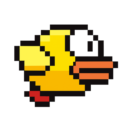 a flappy bird.
In-Game asset.  2d.  High contrast.  No shadows