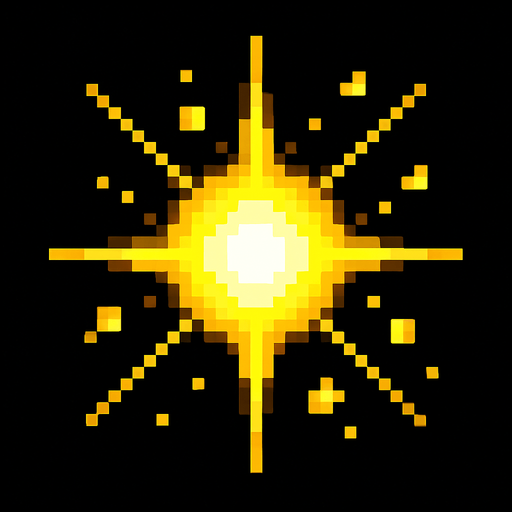 Una luz fuerte de color amarillo, en 32 bits.
In-Game asset.  2d.  High contrast.  No shadows