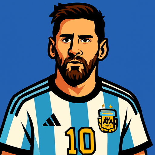 Lionel Messi.
In-Game asset.  2d.  High contrast.  No shadows