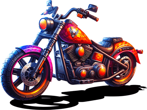 motorcycle 2d.
Single Game Texture.  In-Game asset.  2d.  Blank background.  High contrast.  No shadows