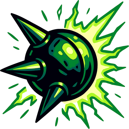 Alien spherical bullet with spikes emanating energy.
In-Game asset.  2d.  High contrast.  No shadows
