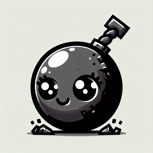 Wrecking Ball with eyes, cartoon style..
Single Game Texture. In-Game asset. 2d. Blank background. High contrast. No shadows.