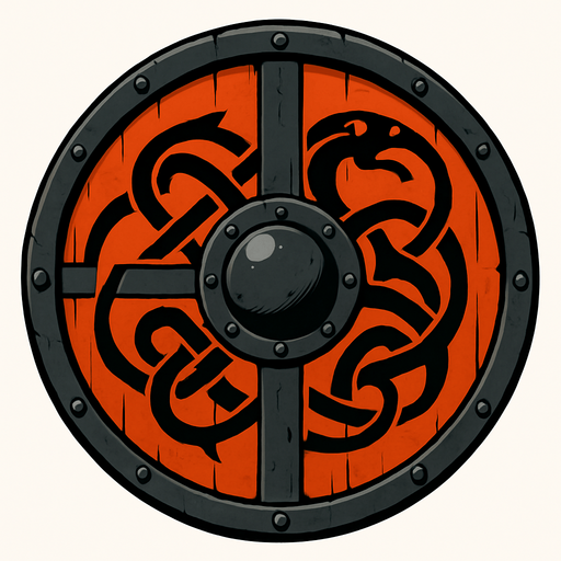 Escudo viquingo.
In-Game asset.  2d.  High contrast.  No shadows