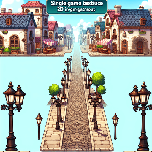 Una calle.
Single Game Texture.  In-Game asset.  2d.  Blank background.  High contrast.  No shadows