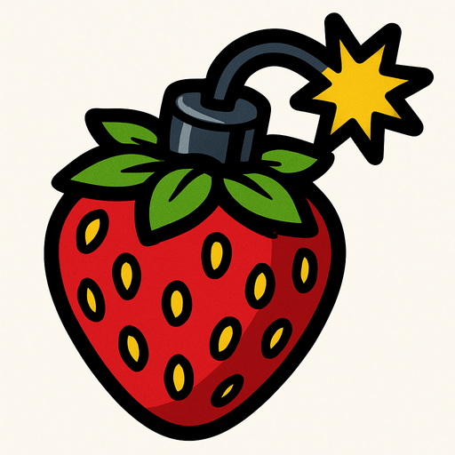 Çilek şeklinde bomba.
In-Game asset.  2d.  High contrast.  No shadows