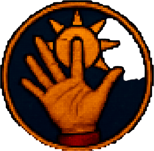 A hand with its fingers symbolizing sun