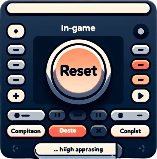 a button saying 'reset'.
In-Game asset. 2d. Blank background. High contrast.