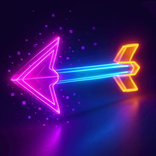 Neon cyberpunk 3d arrow glowing