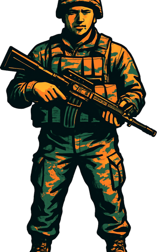 real human soldier.
In-Game asset.  2d.  High contrast.  No shadows