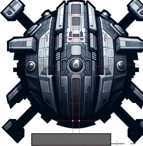 A png space ship shooter facing up.
Single Game Texture. In-Game asset. 2d. Blank background. High contrast. No shadows.