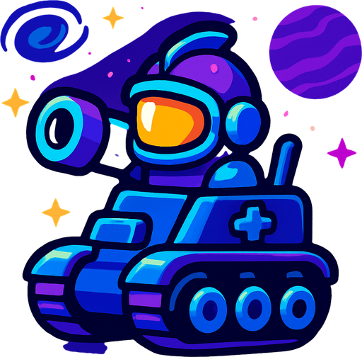 tank hero character space galaxy theme tower defense game.
In-Game asset.  2d.  High contrast.  No shadows