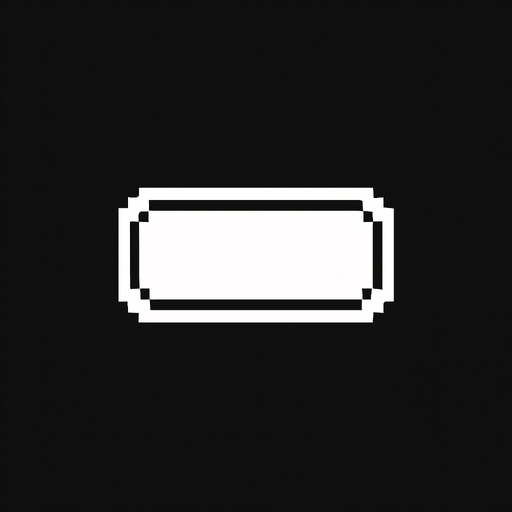 a minimalistic pixel button, no text on it, just the buton. White..
In-Game asset.  2d.  High contrast.  No shadows