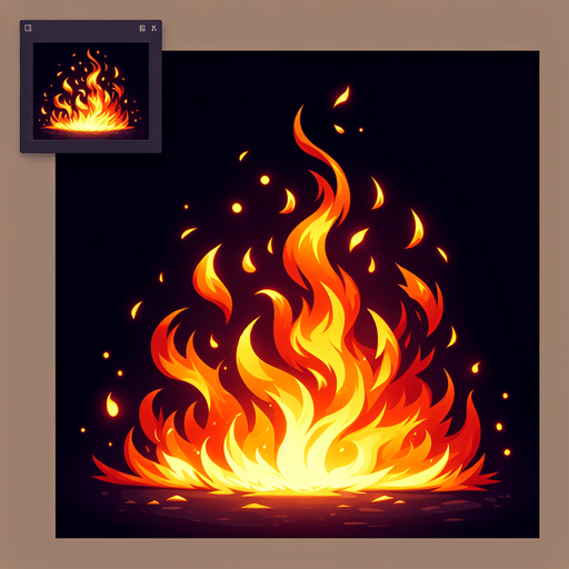 fire.
Single Game Texture.  In-Game asset.  2d.  Blank background.  No shadows