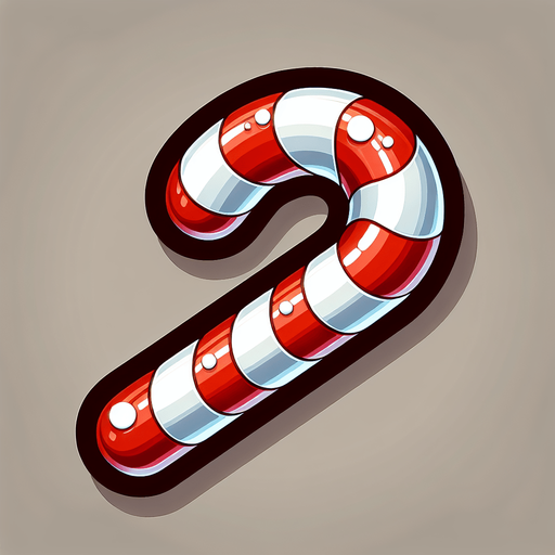 candy cane.
Single Game Texture. In-Game asset. 2d. Blank background. High contrast. No shadows.