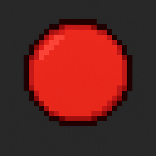pixel art circle red.
In-Game asset.  2d.  High contrast.  No shadows
