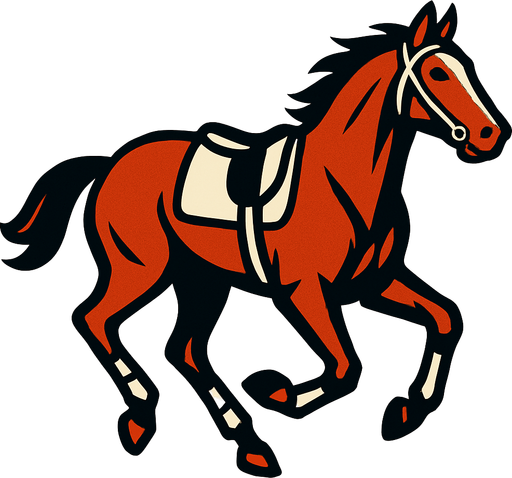image of a racehorse.
In-Game asset.  2d.  High contrast.  No shadows
