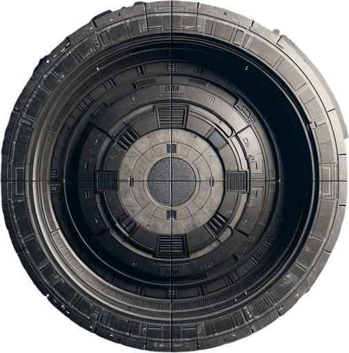 Sci-fi Vault dark Concrete wall texture 2d.
Single Game Texture. In-Game asset. 2d. Blank background. High contrast. No shadows.