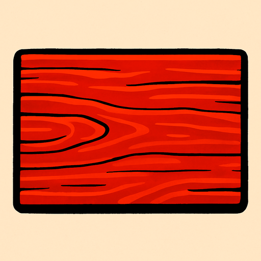 Rectángulo de madera color rojo.
In-Game asset.  2d.  High contrast.  No shadows