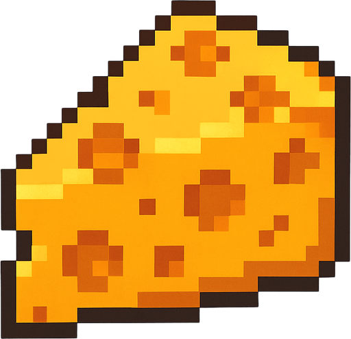 Cheese, pixelart.
In-Game asset.  2d.  High contrast.  No shadows