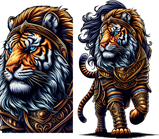 Great warrior tiger.
Single Game Texture. In-Game asset. 2d. Blank background. High contrast. No shadows.