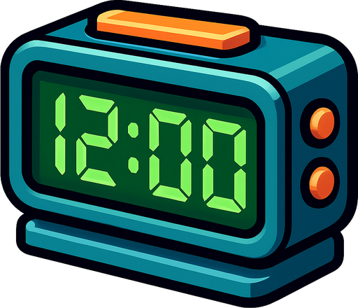 a closed digital clock.
In-Game asset.  2d.  High contrast.  No shadows