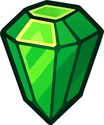 Emerald.
In-Game asset.  2d.  High contrast.  No shadows