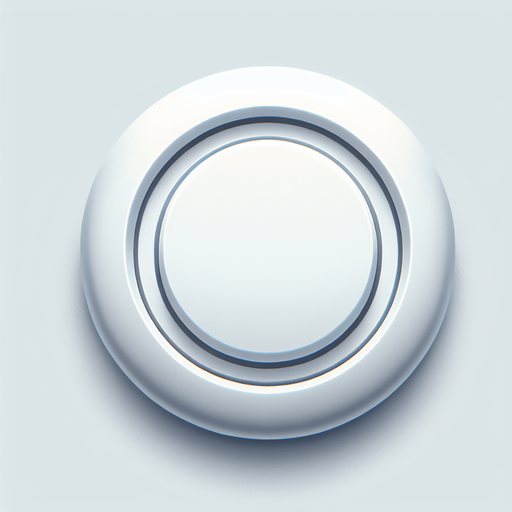 White circular button with simple single super wide gray indented circle at the outside of the button.
Single Game Texture. In-Game asset. 2d. Blank background. High contrast. No shadows.