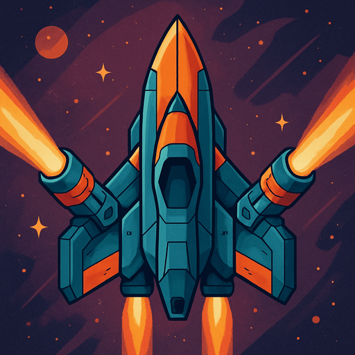 Create a spaceship as the main hero. It will be in the center, with the front tip pointing upwards. There will be a firing mechanism on both sides.
